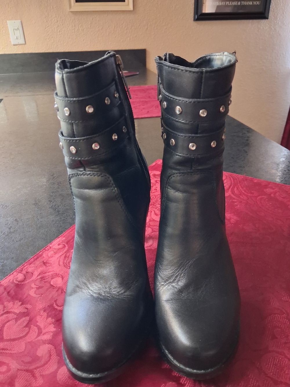 Harley-Davidson Black Studded Leather Ankle Boots